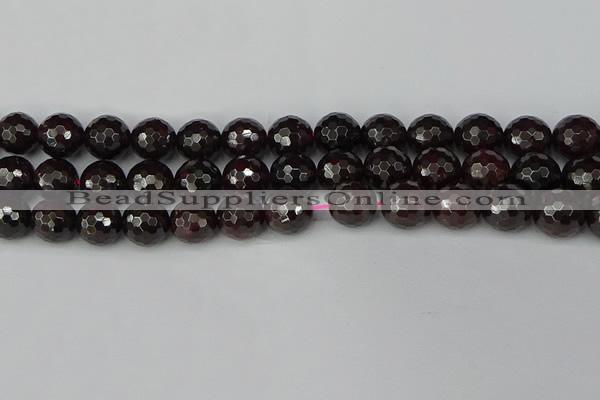 CGA665 15.5 inches 12mm faceted round red garnet beads wholesale