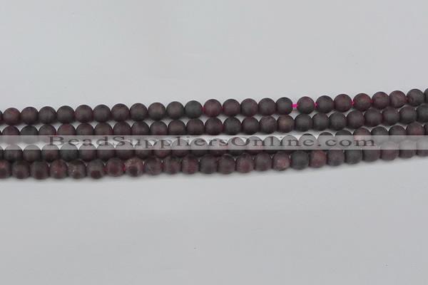 CGA671 15.5 inches 6mm round matte red garnet beads wholesale