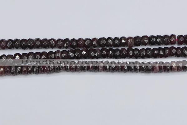 CGA678 15.5 inches 4*7mm faceted rondelle red garnet beads