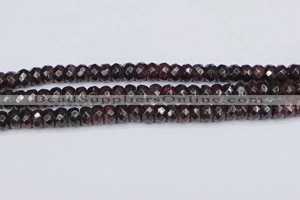 CGA679 15.5 inches 5*9mm faceted rondelle red garnet beads