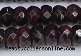 CGA680 15.5 inches 6*11mm faceted rondelle red garnet beads