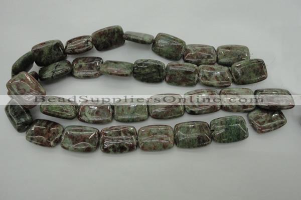 CGA78 15.5 inches 18*25mm rectangle red green garnet gemstone beads