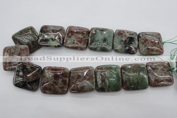 CGA83 15.5 inches 30*30mm square red green garnet gemstone beads