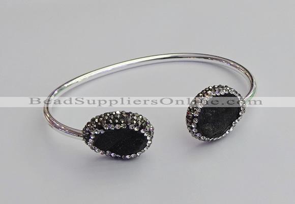 CGB2023 16*20mm freeform plated druzy agate bangles wholesale