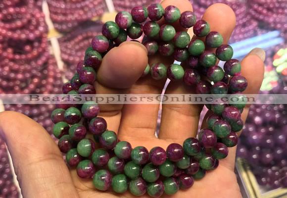 CGB2518 7.5 inches 7mm round ruby zoisite beaded bracelets