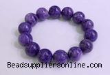 CGB2556 7.5 inches 16mm round charoite gemstone beaded bracelets