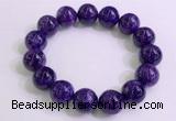 CGB2565 7.5 inches 14mm round charoite gemstone beaded bracelets