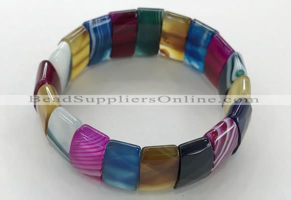 CGB3160 7.5 inches 11*23mm faceted rectangle agate bracelets