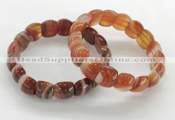 CGB3373 7.5 inches 10*15mm oval red line agate bracelets