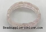 CGB3421 7.5 inches 12*15mm faceted rectangle rose quartz bracelets