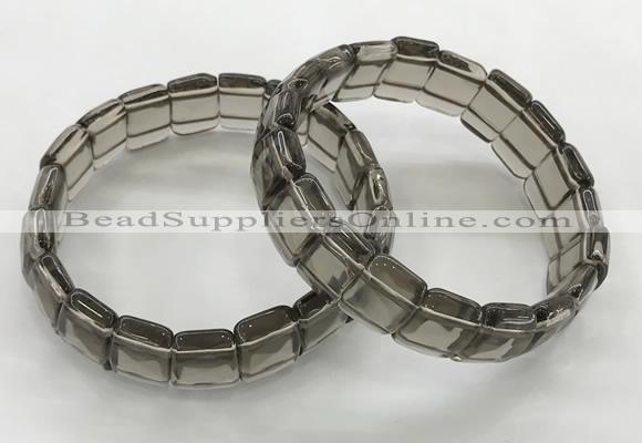 CGB3422 7.5 inches 12*15mm faceted rectangle smoky quartz bracelets