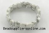 CGB3445 7.5 inches 10*15mm faceted marquise white howlite bracelets