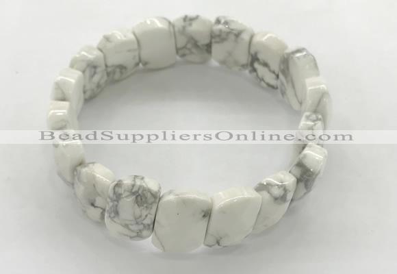 CGB3445 7.5 inches 10*15mm faceted marquise white howlite bracelets