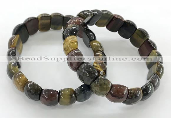 CGB3466 7.5 inches 10*14mm faceted oval mixed tiger eye bracelets