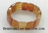 CGB3480 7.5 inches 15*20mm faceted rectangle red agate bracelets