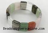 CGB3483 7.5 inches 15*20mm faceted rectangle mixed gemstone bracelets