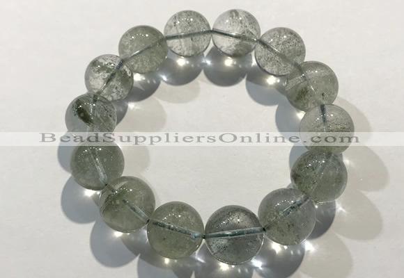 CGB4046 7.5 inches 13mm round green phantom quartz beaded bracelets