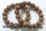 CGB4068 7.5 inches 13mm round sunstone beaded bracelets