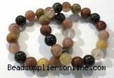 CGB4074 7.5 inches 13mm round mixed rutilated quartz beaded bracelets