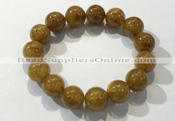 CGB4086 7.5 inches 13mm round golden rutilated quartz beaded bracelets