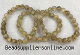 CGB4115 7.5 inches 8mm - 9mm round golden rutilated quartz beaded bracelets