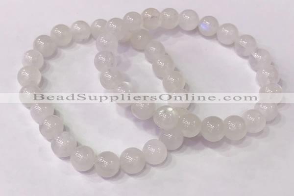 CGB4501 7.5 inches 9mm - 10mm round white moonstone beaded bracelets