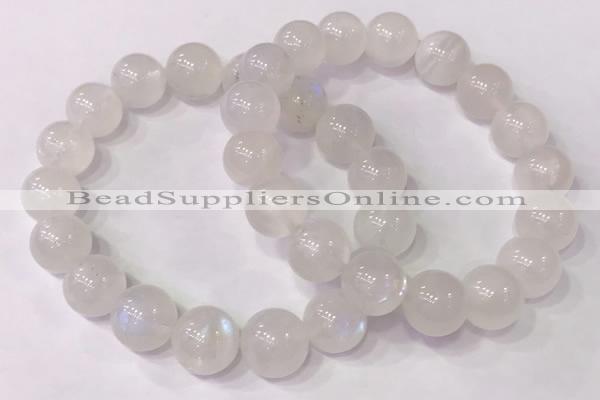 CGB4503 7.5 inches 12mm round white moonstone beaded bracelets