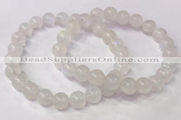 CGB4506 7.5 inches 9mm round white moonstone beaded bracelets