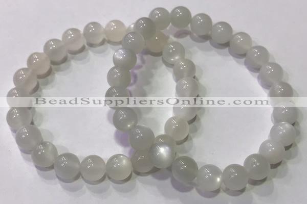 CGB4516 7.5 inches 8mm round white moonstone beaded bracelets