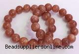 CGB4546 7.5 inches 14mm round golden sunstone beaded bracelets