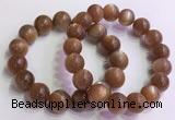 CGB4567 7.5 inches 14mm round golden sunstone beaded bracelets