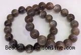 CGB4571 7.5 inches 12mm round black sunstone beaded bracelets