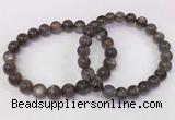 CGB4573 7.5 inches 8mm - 9mm round black sunstone beaded bracelets