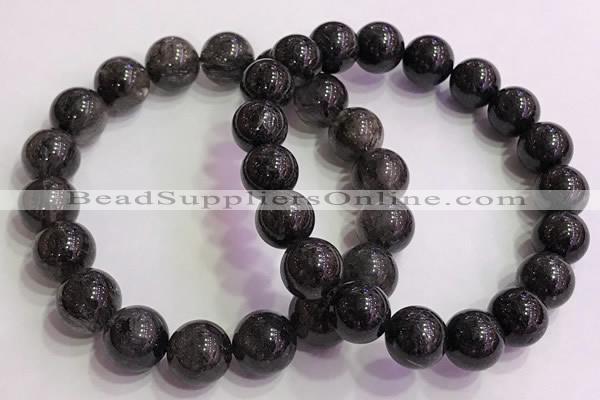 CGB4578 7.5 inches 12mm round black sunstone beaded bracelets