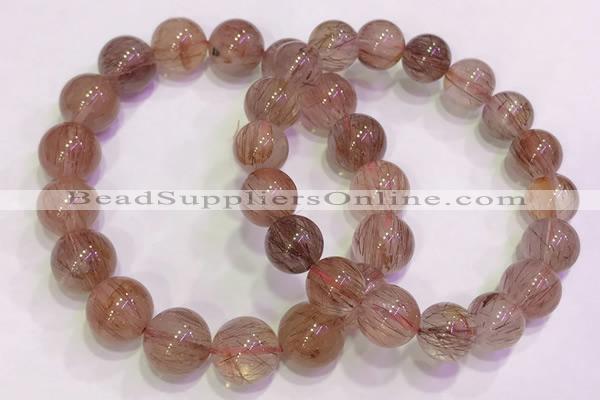 CGB4631 11mm - 12mm round red rutilated quartz beaded bracelets