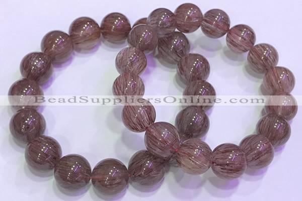 CGB4644 13mm - 14mm round red rutilated quartz beaded bracelets