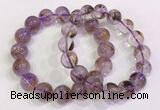 CGB4669 12mm - 13mm round purple phantom quartz beaded bracelets