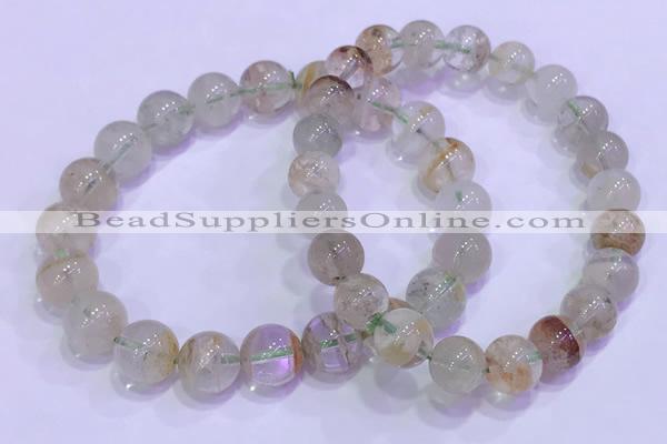 CGB4673 9mm - 10mm round green phantom quartz beaded bracelets