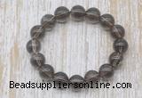 CGB5303 10mm, 12mm round smoky quartz beads stretchy bracelets