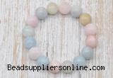 CGB5314 10mm, 12mm round morganite beads stretchy bracelets