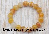 CGB5334 10mm, 12mm round yellow banded agate beads stretchy bracelets