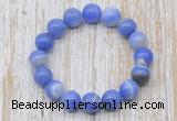 CGB5337 10mm, 12mm round blue banded agate beads stretchy bracelets