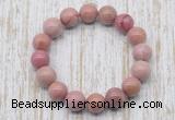 CGB5371 10mm, 12mm round pink wooden jasper beads stretchy bracelets