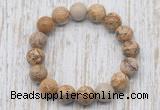 CGB5373 10mm, 12mm round picture jasper beads stretchy bracelets