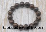 CGB5389 10mm, 12mm round bronzite beads stretchy bracelets