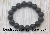 CGB5393 10mm, 12mm round black lava beads stretchy bracelets