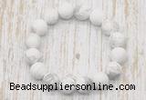 CGB5500 10mm, 12mm round matte white howlite beads stretchy bracelets