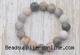 CGB5503 10mm, 12mm round matte bamboo leaf agate beads stretchy bracelets