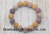 CGB5507 10mm, 12mm round matte mookaite beads stretchy bracelets