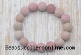 CGB5510 10mm, 12mm round matte pink wooden jasper beads stretchy bracelets